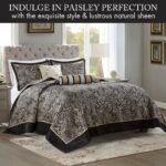 Colcha acolchada reversible Aubrey Madison Park E&E Co MP13-7961 tamaño King 120x118 pulgadas negro