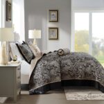 Colcha acolchada reversible Aubrey Madison Park E&E Co MP13-7961 tamaño King 120x118 pulgadas negro