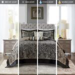 Colcha acolchada reversible Aubrey Madison Park E&E Co MP13-7961 tamaño King 120x118 pulgadas negro