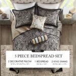 Colcha acolchada reversible Aubrey Madison Park E&E Co MP13-7961 tamaño King 120x118 pulgadas negro