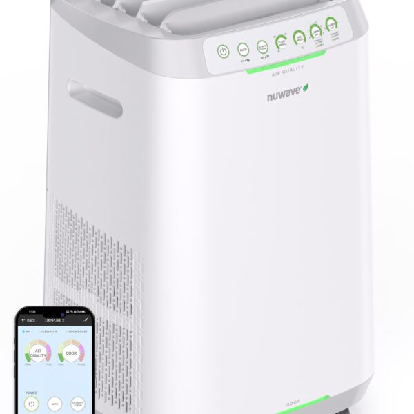 Purificador de aire inteligente Nuwave OxyPure ZERO 47251 filtración 4 etapas cobertura 2002 pies cuadrados rejillas aju