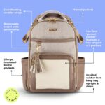 Itzy Ritzy - Mochila para pañales Boss Plus de gran capacidad con 19 bolsillos, cambiador, clips para carriola y correas