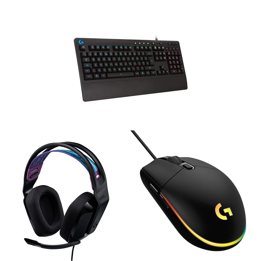 Version 1.0.0 Bundle Gaming Logitech G 213 Prodigy Teclado con Cable G203 Mouse con Cable 8000 DPI G335 Auriculares con Micrófono Ilum