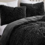 Juego de edredón de felpa lanudo Sweet Home Collection Shaggy Fur Comforter Set tamaño Queen terciopelo cristalino negro