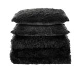 Juego de edredón de felpa lanudo Sweet Home Collection Shaggy Fur Comforter Set tamaño Queen terciopelo cristalino negro
