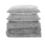 Juego de edredón Sweet Home Collection Shaggy Fur Comforter Set pelo sintético terciopelo cristalino plateado 4 fundas K