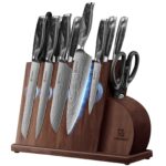 Juego de Cuchillos para Cocina 14 Piezas con Bloque Magnético, Acero Inoxidable Alemán de Alto Carbono Ultraafilado con