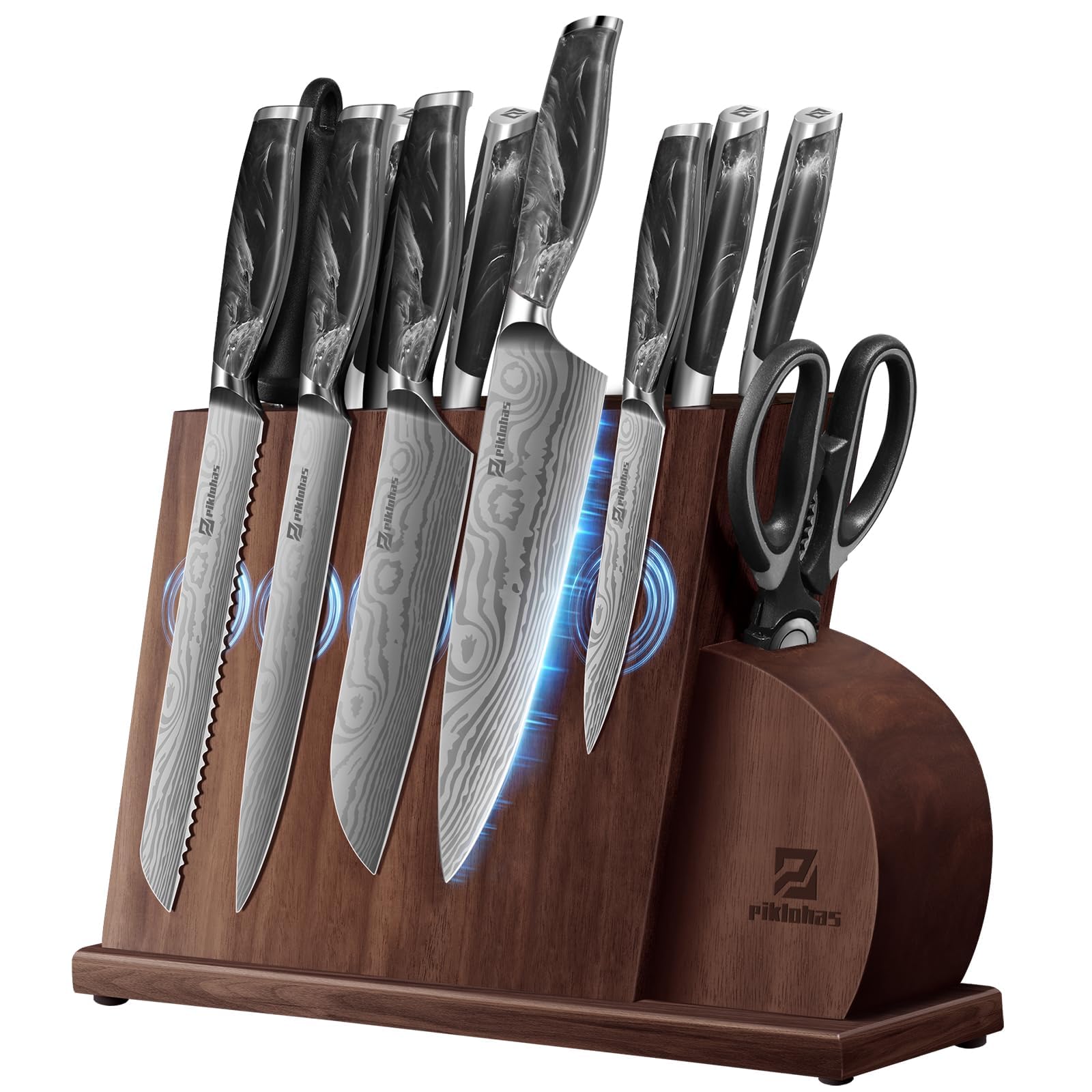 Version 1.0.0 Juego de Cuchillos para Cocina 14 Piezas con Bloque Magnético, Acero Inoxidable Alemán de Alto Carbono Ultraafilado con