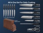 Juego de Cuchillos para Cocina 14 Piezas con Bloque Magnético, Acero Inoxidable Alemán de Alto Carbono Ultraafilado con