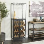 Deco 79 082638 estante de vino madera 15 botellas soportes copas vino 24x14x67 pulgadas negro