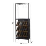 Deco 79 082638 estante de vino madera 15 botellas soportes copas vino 24x14x67 pulgadas negro
