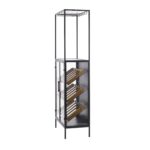 Deco 79 082638 estante de vino madera 15 botellas soportes copas vino 24x14x67 pulgadas negro