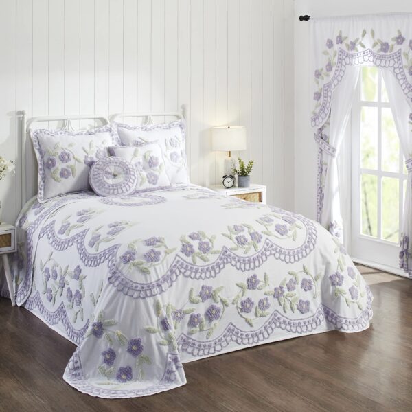 Better Trends Pan Overseas Bloomfield BSBFQULV colcha algodon copetudo Queen lavanda diseno floral lavable maquina