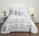 Better Trends Pan Overseas Bloomfield BSBFQULV colcha algodon copetudo Queen lavanda diseno floral lavable maquina