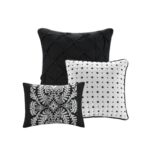 Colcha reversible de algodón Madison Park Vienna MP13-7959 tamaño King Cal King negro 6 piezas para todas las estaciones