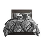 Colcha reversible de algodón Madison Park Vienna MP13-7959 tamaño King Cal King negro 6 piezas para todas las estaciones