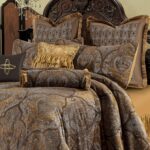 Juego de edredón jacquard damasco TOPLUXE VCLM-Cambridge-Queen 9 piezas diseño clásico antiguo lujo ultrasuave con funda