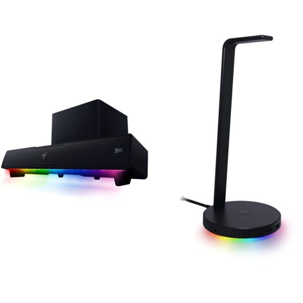 Razer Leviathan V2: Barra de sonido para juegos de PC multicontrolador con subwoofer y estación base V2 Chroma: iluminac