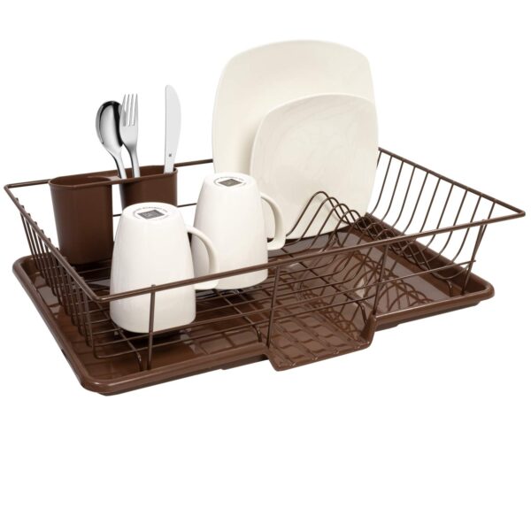 Escurridor de platos con tabla de secar Sweet Home Collection Dish Drainer bronce 12 x 19 x 5 pulgadas soporte utensilio