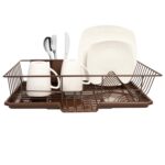Escurridor de platos con tabla de secar Sweet Home Collection Dish Drainer bronce 12 x 19 x 5 pulgadas soporte utensilio