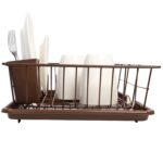 Escurridor de platos con tabla de secar Sweet Home Collection Dish Drainer bronce 12 x 19 x 5 pulgadas soporte utensilio