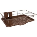 Escurridor de platos con tabla de secar Sweet Home Collection Dish Drainer bronce 12 x 19 x 5 pulgadas soporte utensilio