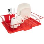 Escurridor de platos Sweet Home Collection Dish Drying Rack 3 piezas con tabla de secar y soporte para utensilios 30x48x