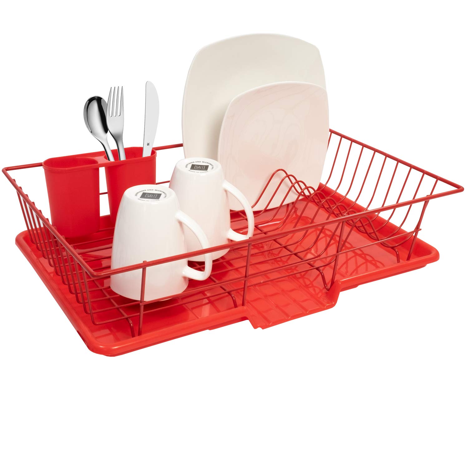 Version 1.0.0 Escurridor de platos Sweet Home Collection Dish Drying Rack 3 piezas con tabla de secar y soporte para utensilios 30x48x