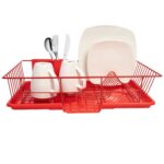Escurridor de platos Sweet Home Collection Dish Drying Rack 3 piezas con tabla de secar y soporte para utensilios 30x48x