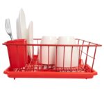 Escurridor de platos Sweet Home Collection Dish Drying Rack 3 piezas con tabla de secar y soporte para utensilios 30x48x