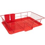 Escurridor de platos Sweet Home Collection Dish Drying Rack 3 piezas con tabla de secar y soporte para utensilios 30x48x