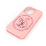 Swarovski Signum - Funda para iPhone 14 Pro con cristales rosados, diseño de cisne con fondo rosa, parte de la colección