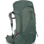 Osprey Aura AG LT 65L Mochila de mochilero para mujer, Koseret/Darjeeling Spring Green, WXS/S