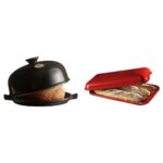 Campana para pan y baguette Emile Henry cerámica color carbón y borgoña apta para horno