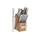 Cuisinart Juego de bloques de cubiertos de acero inoxidable alemán con mango hueco de 15 piezas con bloque de acacia