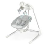 Ingenuity InLighten - Columpio para bebé de 5 velocidades, asiento giratorio para bebé, arnés de seguridad de 5 puntos,
