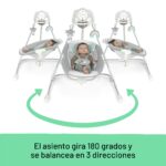 Ingenuity InLighten - Columpio para bebé de 5 velocidades, asiento giratorio para bebé, arnés de seguridad de 5 puntos,