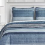 Juego de edredón reversible algodón Nautica Revman International USHSA91225593 tamaño Queen azul Ridgeport 3 piezas toda