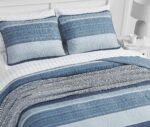 Juego de edredón reversible algodón Nautica Revman International USHSA91225593 tamaño Queen azul Ridgeport 3 piezas toda