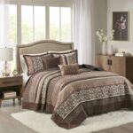 Colcha acolchada reversible Madison Park Princeton King 120x118 pulgadas 5 piezas con cortina de ducha para todas las es