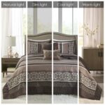 Colcha acolchada reversible Madison Park Princeton King 120x118 pulgadas 5 piezas con cortina de ducha para todas las es