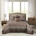 Colcha acolchada reversible Madison Park Princeton King 120x118 pulgadas 5 piezas con cortina de ducha para todas las es
