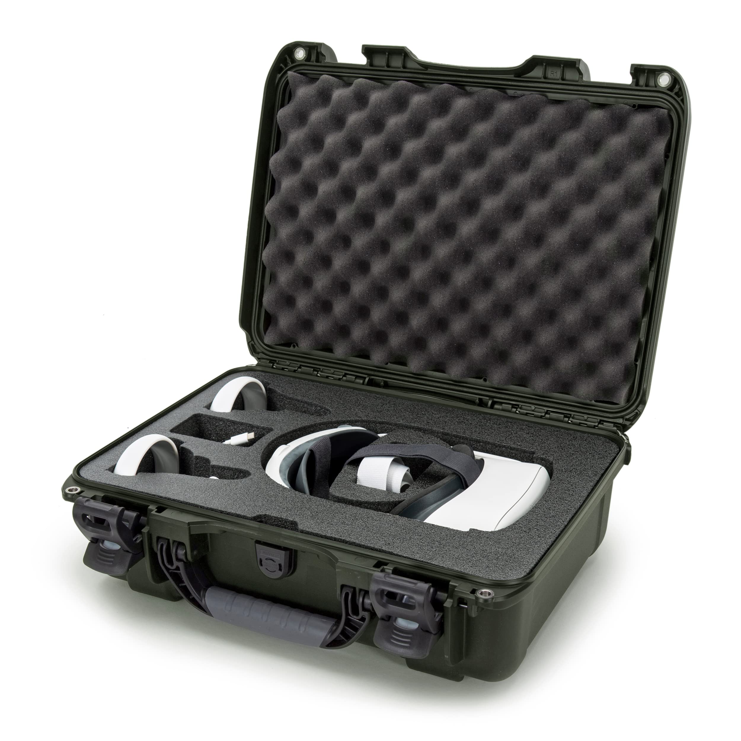 Version 1.0.0 Funda Rígida Impermeable Nanuk 925 para Oculus Quest 2 con Espuma Personalizada IP67 Oliva