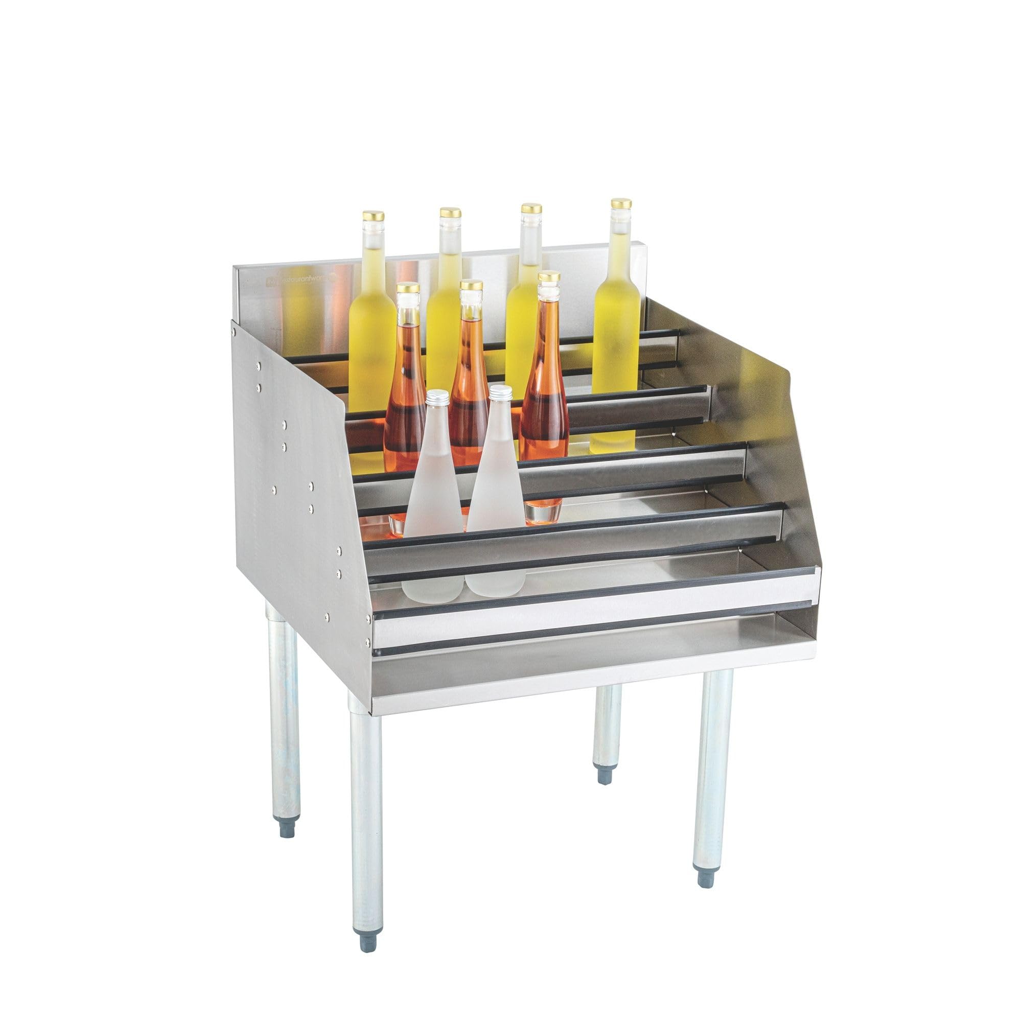 Version 1.0.0 Soporte para botella de licor Restaurantware Kitchen Tek RWT1086S acero inoxidable 304 24x23x33 pulgadas patas galvaniza