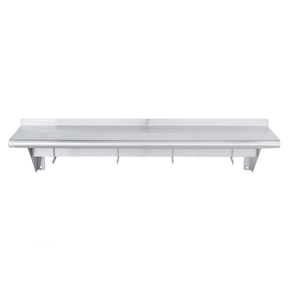 Version 1.0.0 Estante para ollas de pared Restaurantware Kitchen Tek RWT1079S acero inoxidable 430 30 x 122 cm 18 ganchos galvanizados