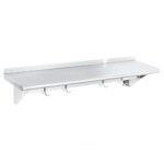 Estante para ollas de pared Restaurantware Kitchen Tek RWT1079S acero inoxidable 430 30 x 122 cm 18 ganchos galvanizados