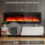 Chimenea Eléctrica Infrarroja TURBRO INF60W-3D 60 Pulgadas WiFi 1500W Llama 3D Empotrada o Mural con Sonido Crepitante