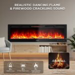 Chimenea Eléctrica Infrarroja TURBRO INF60W-3D 60 Pulgadas WiFi 1500W Llama 3D Empotrada o Mural con Sonido Crepitante