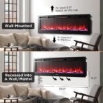 Chimenea Eléctrica Infrarroja TURBRO INF60W-3D 60 Pulgadas WiFi 1500W Llama 3D Empotrada o Mural con Sonido Crepitante