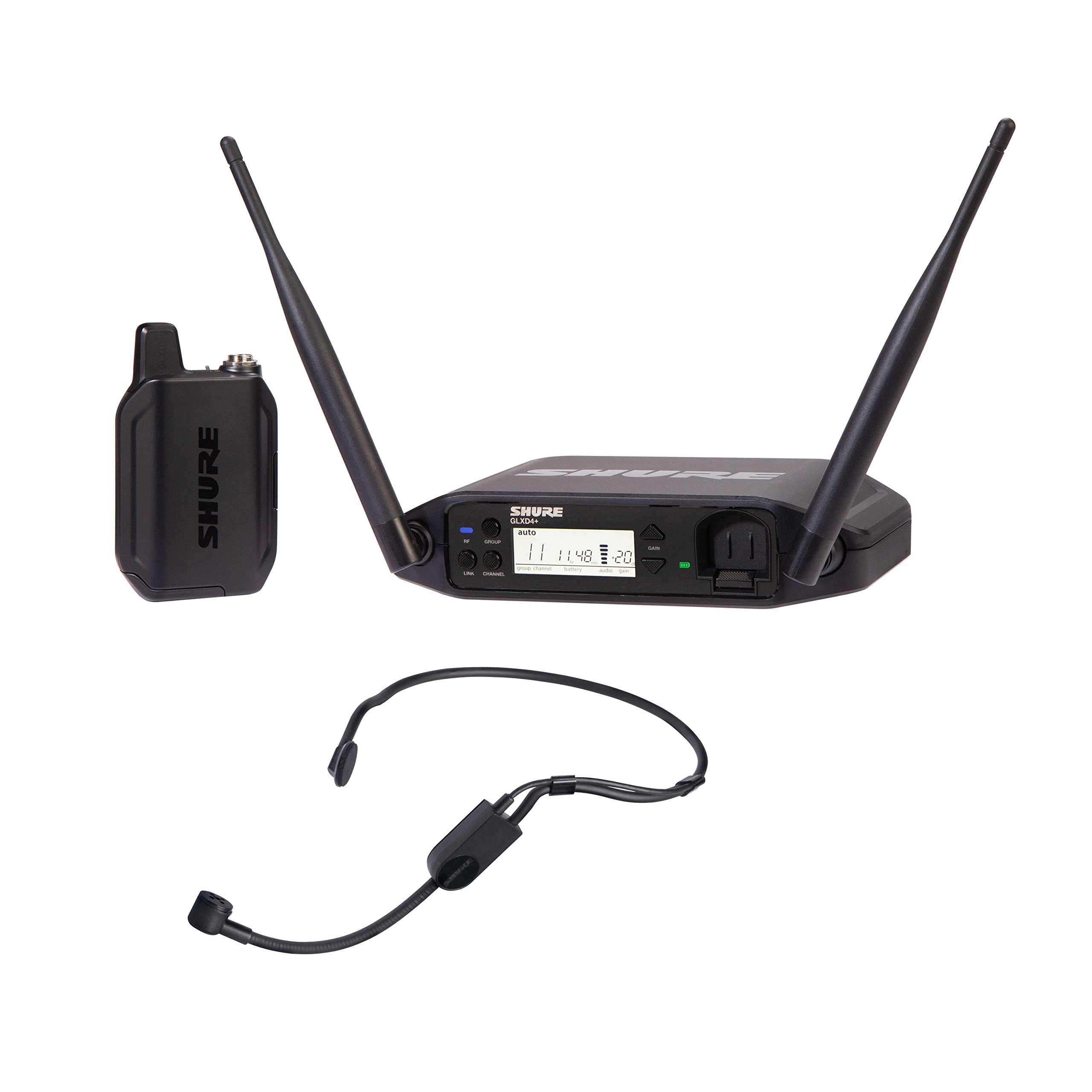 Shure GLXD14+/PGA31 Sistema de micrófono inalámbrico digital profesional de doble banda – Batería de 12 horas, alcance d